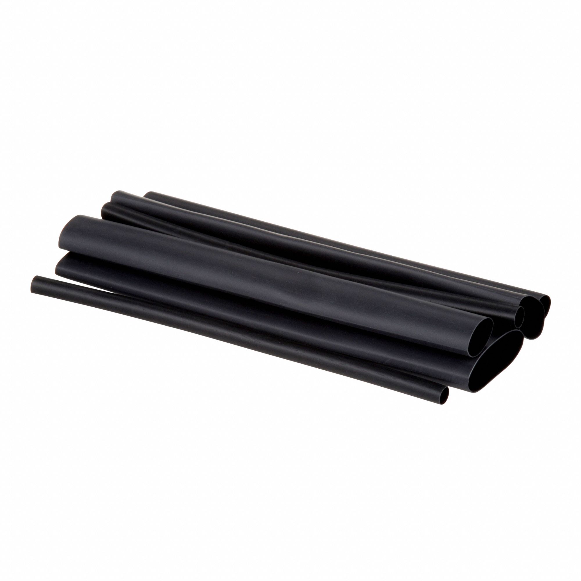 TUBING KIT, HEAT SHRINK, 2:1 SHRINK RATIO, 102 PIECE, BLACK, 6 IN L PIECES, POLYOLEFIN/PLASTIC