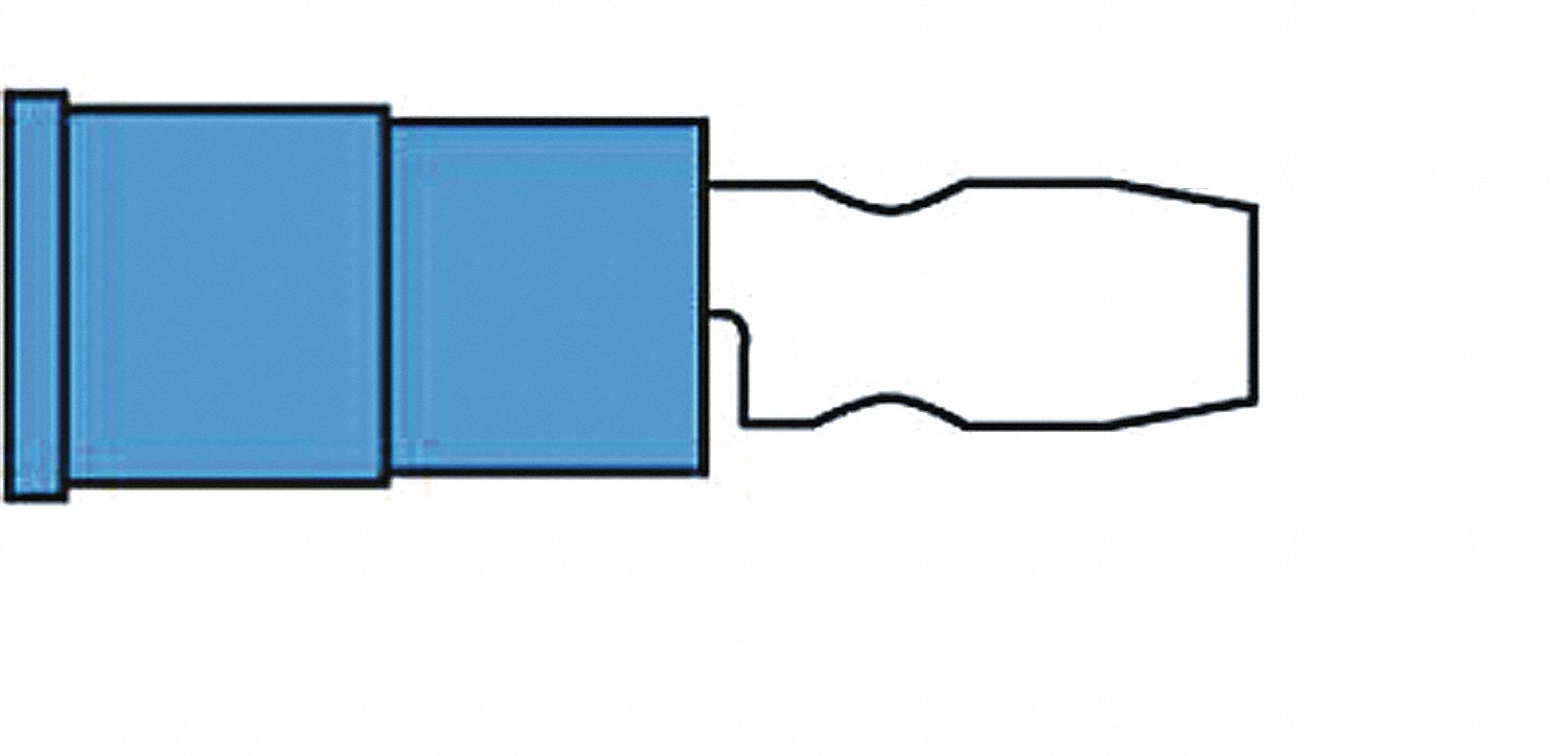 CONNECTEUR À BALLE,FEMELLE,BOUT À BOUT,ISOLÉ,105 ° C,16-14 AWG,BLEU,LAIT/ÉTAIN/NYLON,BX 100