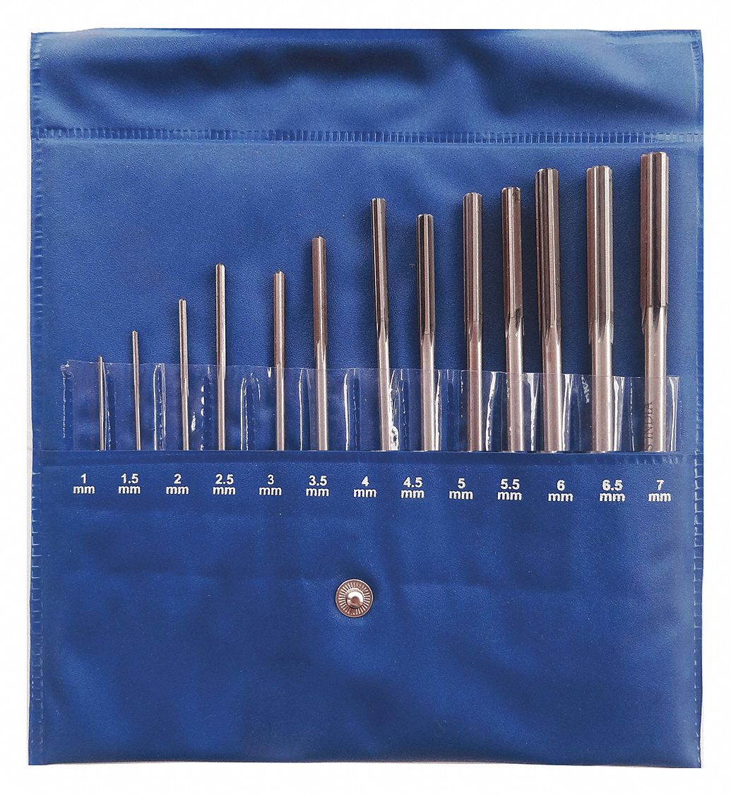 GRAINGER APPROVED Chucking Reamer Set, Number of Pieces 13, Metric, High Speed Steel, Bright