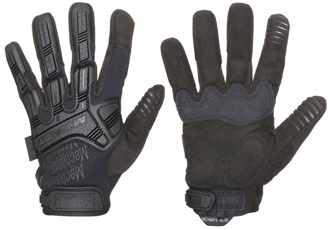 MECHANIX WEAR Tactical Glove: Spandex(R), Synthetic Leather, Foam, Black,  2XL, 12 in Lg, 1 PR