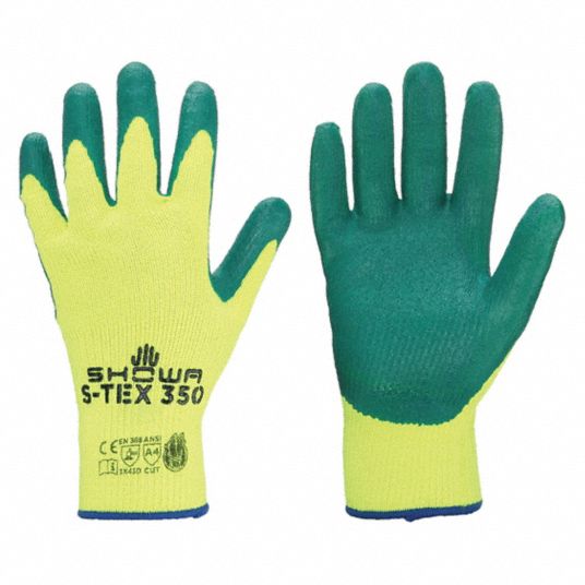 Showa S-TEX350M-08 Coated Gloves, Green/Yellow, M