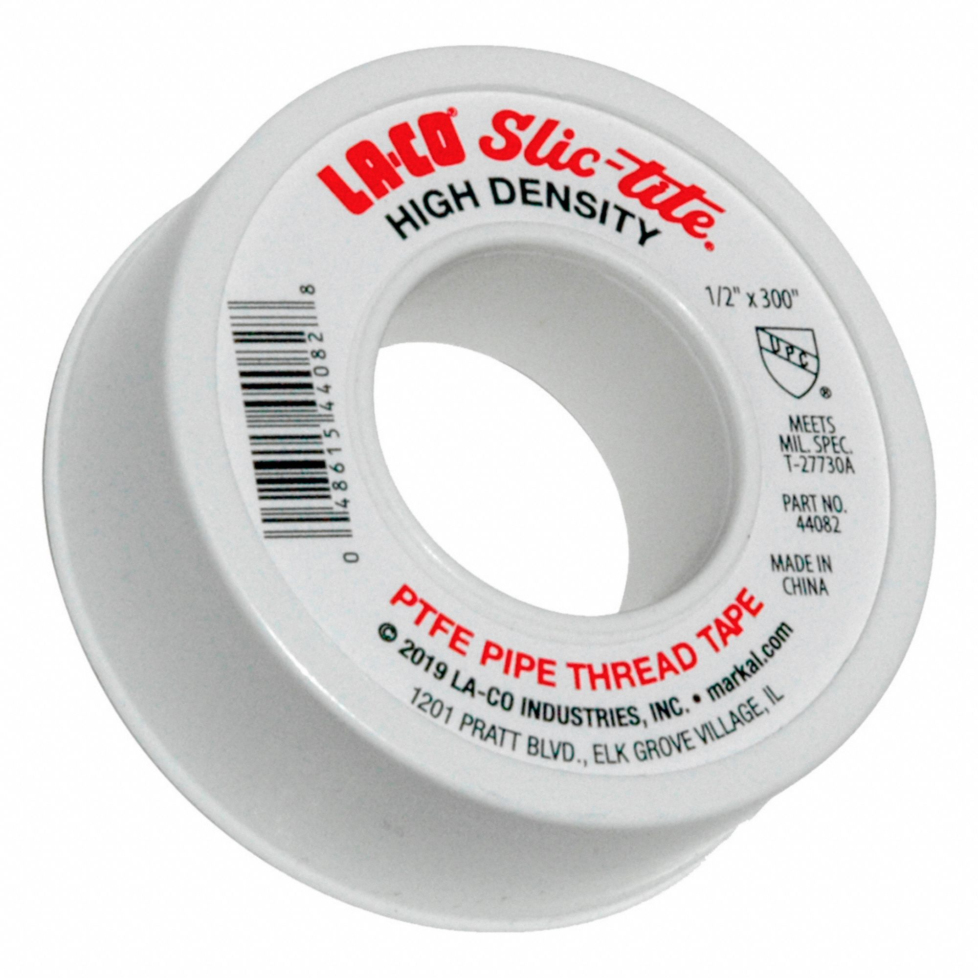 PIPE THREAD TAPE, NON-TOXIC, 2,000 PSI, -450 ° F TO 550 ° F, WHITE, 300 X 1/2 IN, 4 MIL, PTFE, RL 1