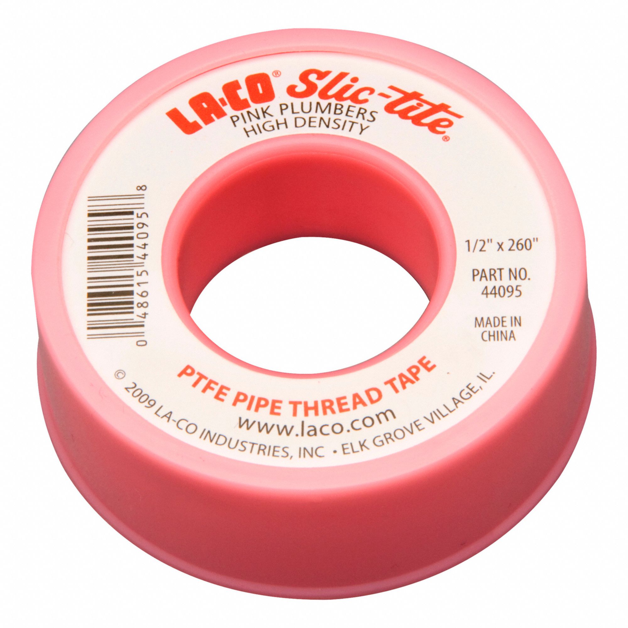 PIPE THREAD TAPE, NON-TOXIC, 2,000 PSI, -450 ° F TO 550 ° F, PINK, 260 X 1/2 IN, 4 MIL, PTFE, RL 1