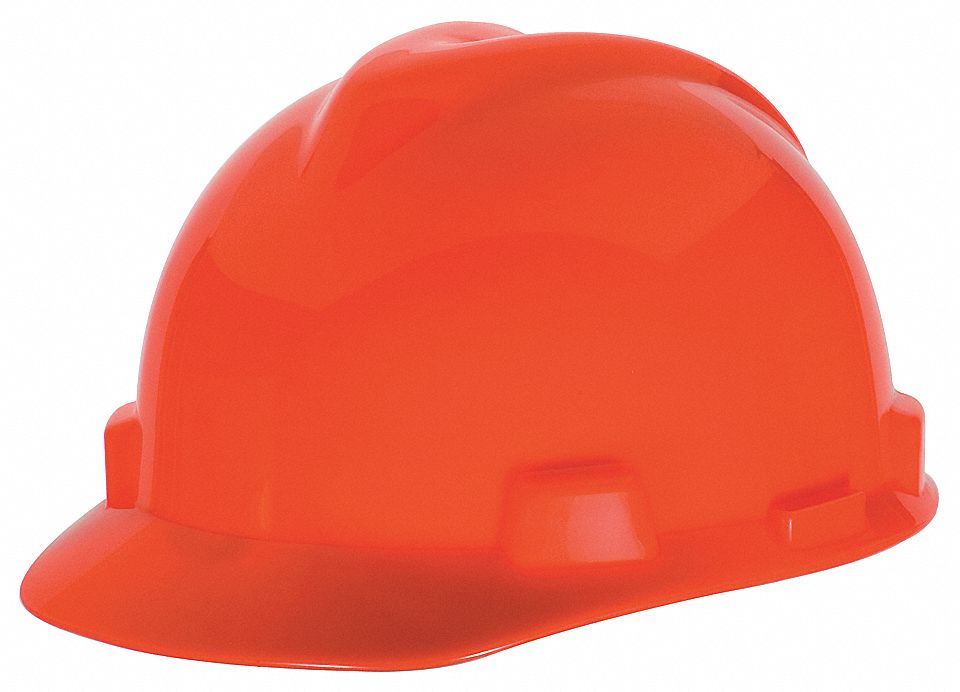 SLOTTED CAP, CSA Z94.1-2005, TYPE 1, CLASS E, PE, ONE-TOUCH, FRONT BRIM, HI-VIS ORANGE