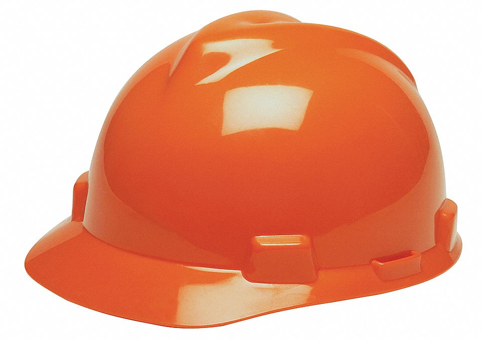 SLOTTED CAP, CSA Z94.1-2005, TYPE 1, CLASS E, PE, ONE-TOUCH, FRONT BRIM, ORANGE