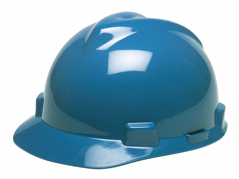 CASQUE À FENTES, CSA, TYPE 2, CLASSE E, PEHD, SUSPENSION CLIQUET FAS-TRAC III À 4 PTS, BLEU