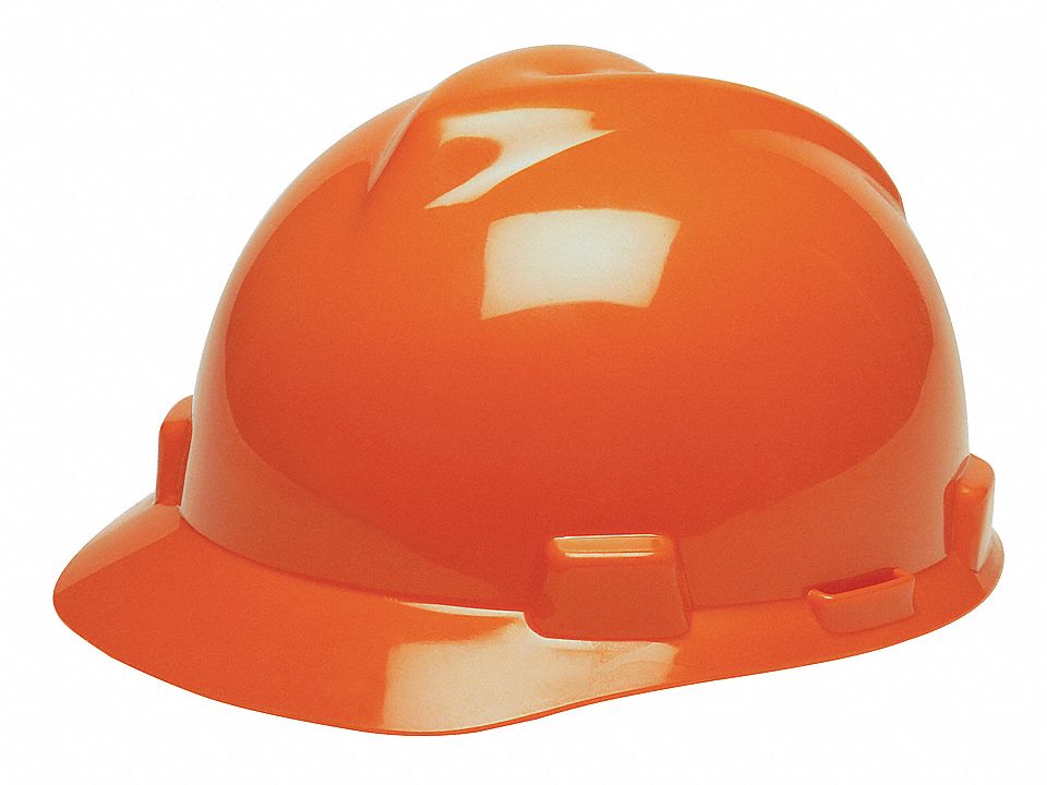 CASQUE À FENTES, CSA, TYPE 2, CLASSE E, PEHD, SUSPENSION CLIQUET FAS-TRAC III À 4 PTS, ORANGE