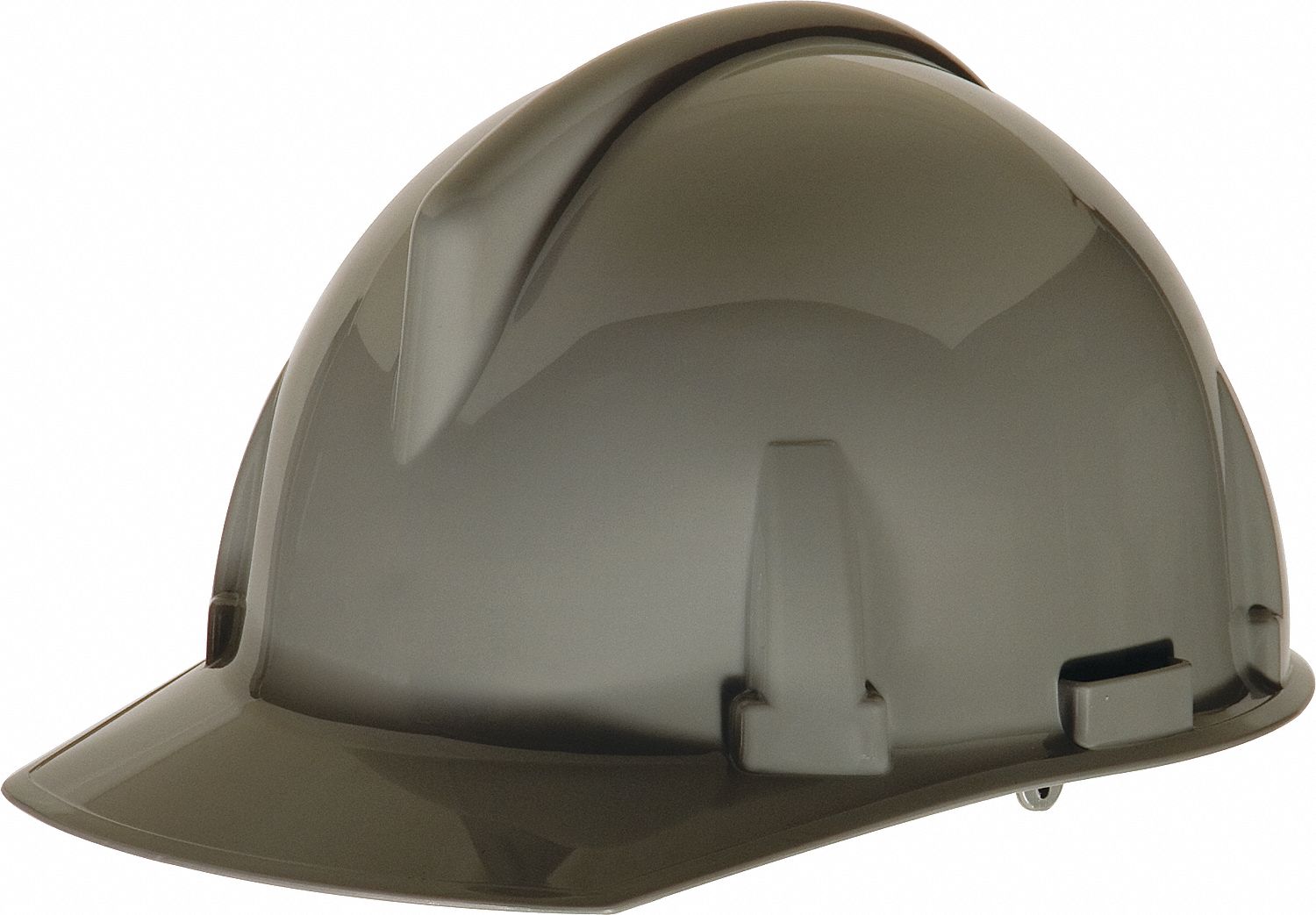 NON-SLOTTED HARD HAT, CSA, TYPE 1, CLASS E, PC, 4-PT FAS-TRAC III RATCHET, FULL BRIM, GRY