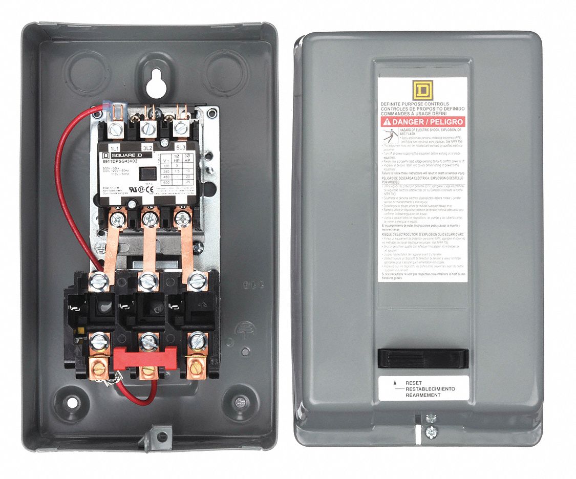 Definite Purpose Magnetic Motor Starter: Non-Reversing, 3 Poles, 40 A, 120V AC Coil, SQD145