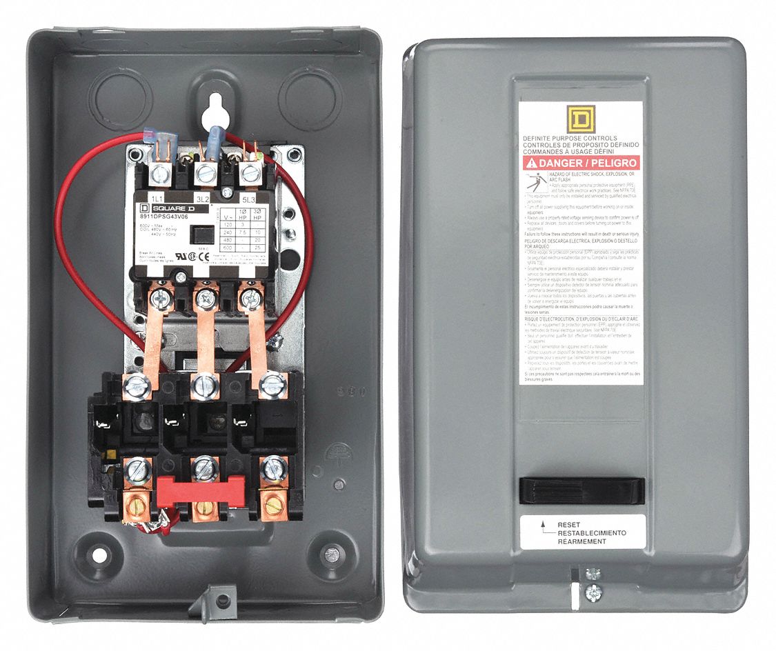 Definite Purpose Magnetic Motor Starter: Non-Reversing, 3 Poles, 40 A, 480V AC Coil, SQD145