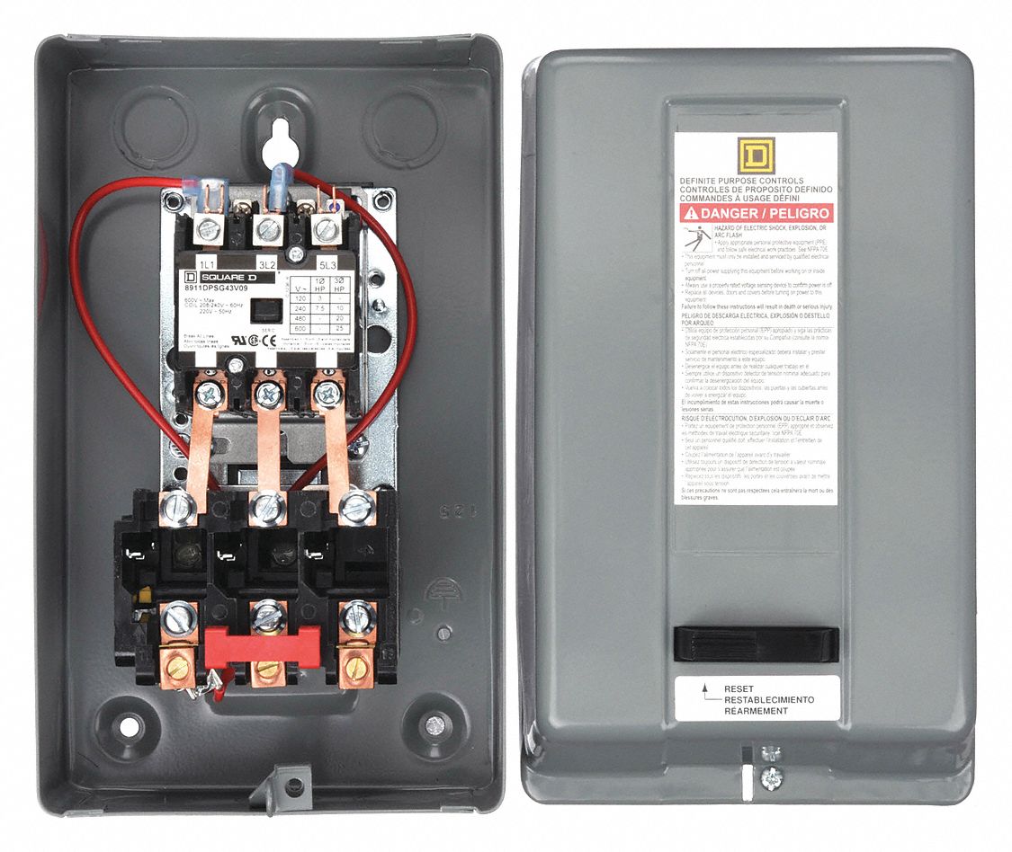 DEFINITE PURPOSE MAGNETIC MOTOR STARTER, NON-REVERSING, 3 POLES, 40 A, 208-240V AC COIL