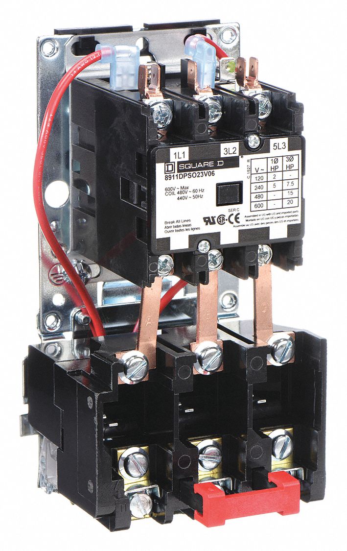 Definite Purpose Magnetic Motor Starter: Non-Reversing, 3 Poles, 25 A, 480V AC Coil