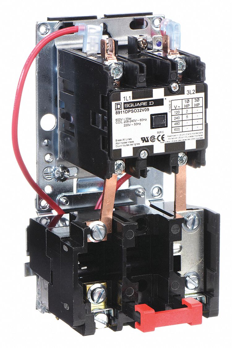 Definite Purpose Magnetic Motor Starter: Non-Reversing, 2 Poles, 30 A, 208-240V AC Coil