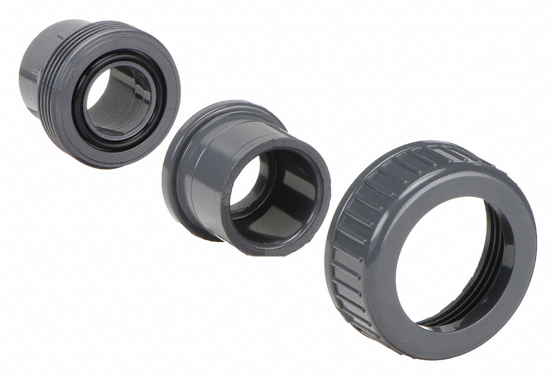 UNION: ¾ IN X ¾ IN FITTING PIPE SIZE, SCHEDULE 80, FEMALE SOCKET X FEMALE SOCKET, GREY