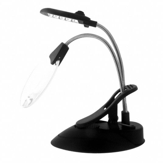 Illuminated Stand Magnifier, Power 2X, Focal Distance 10 in, Diopter 8D, Lens PMMA, Case ABS