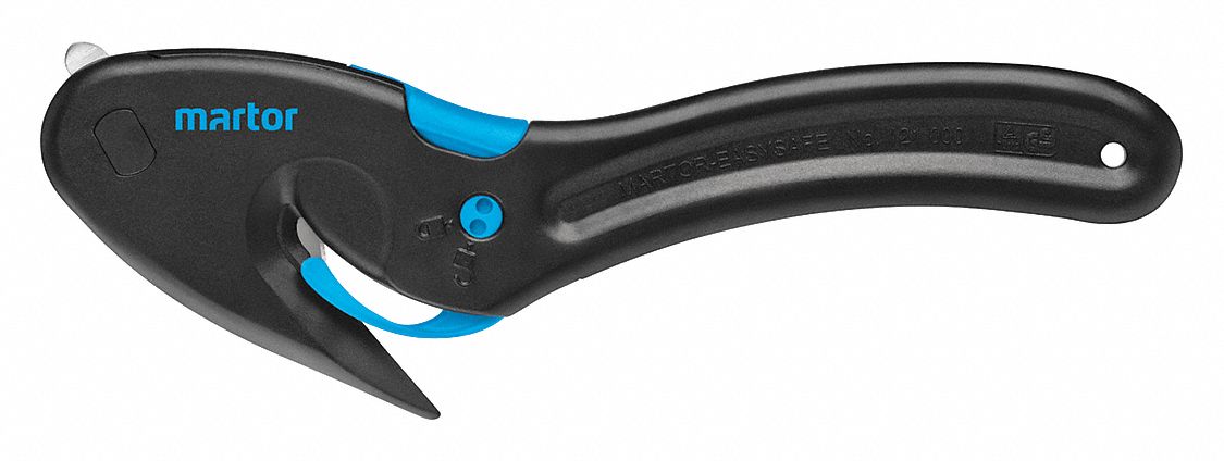 SECUMAX EASYSAFE HOOK STYLE SAFETY CUTTER, PIERCING POINT, TAPE SLITTER, 8 1/4 IN OVERALL LENGTH.