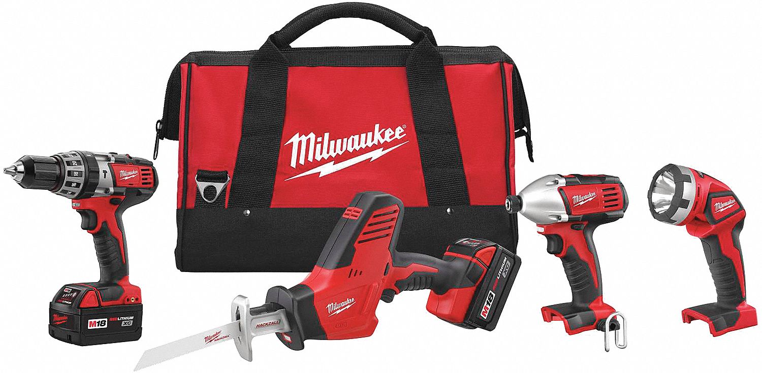 COMBINATION KIT, CORDLESS, 18V, 3 AH, 4-TOOLS, INCLUDES HAMMER DRILL/IMPACT DRIVER