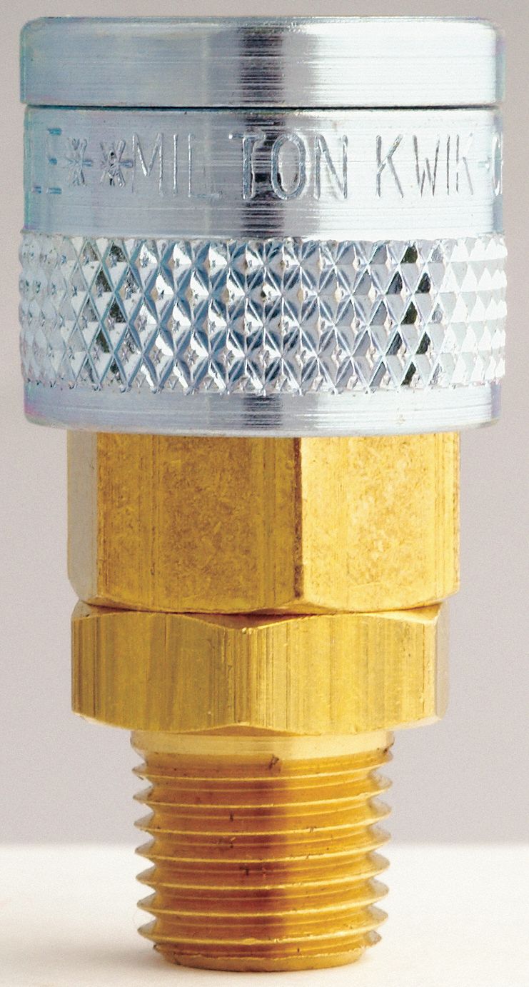 COUPLER, M-STYLE, SEAL, DRAG GUARD, 1/4 IN FLOW, 1/4 IN MNPT, 1.22X0.6875X0.6875 IN, STEEL