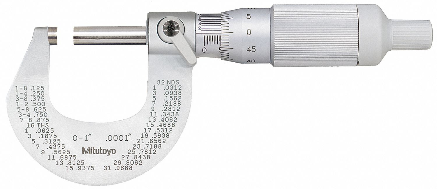 OUTSIDE MICROMETER, CARBIDE ANVIL, +/-0.0001 IN ACCURACY