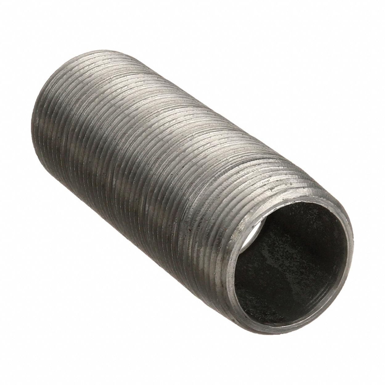 Nipple: Black Anodized Steel, 1/8 in Nominal Pipe Size, Fully Threaded, Schedule 40, Welded