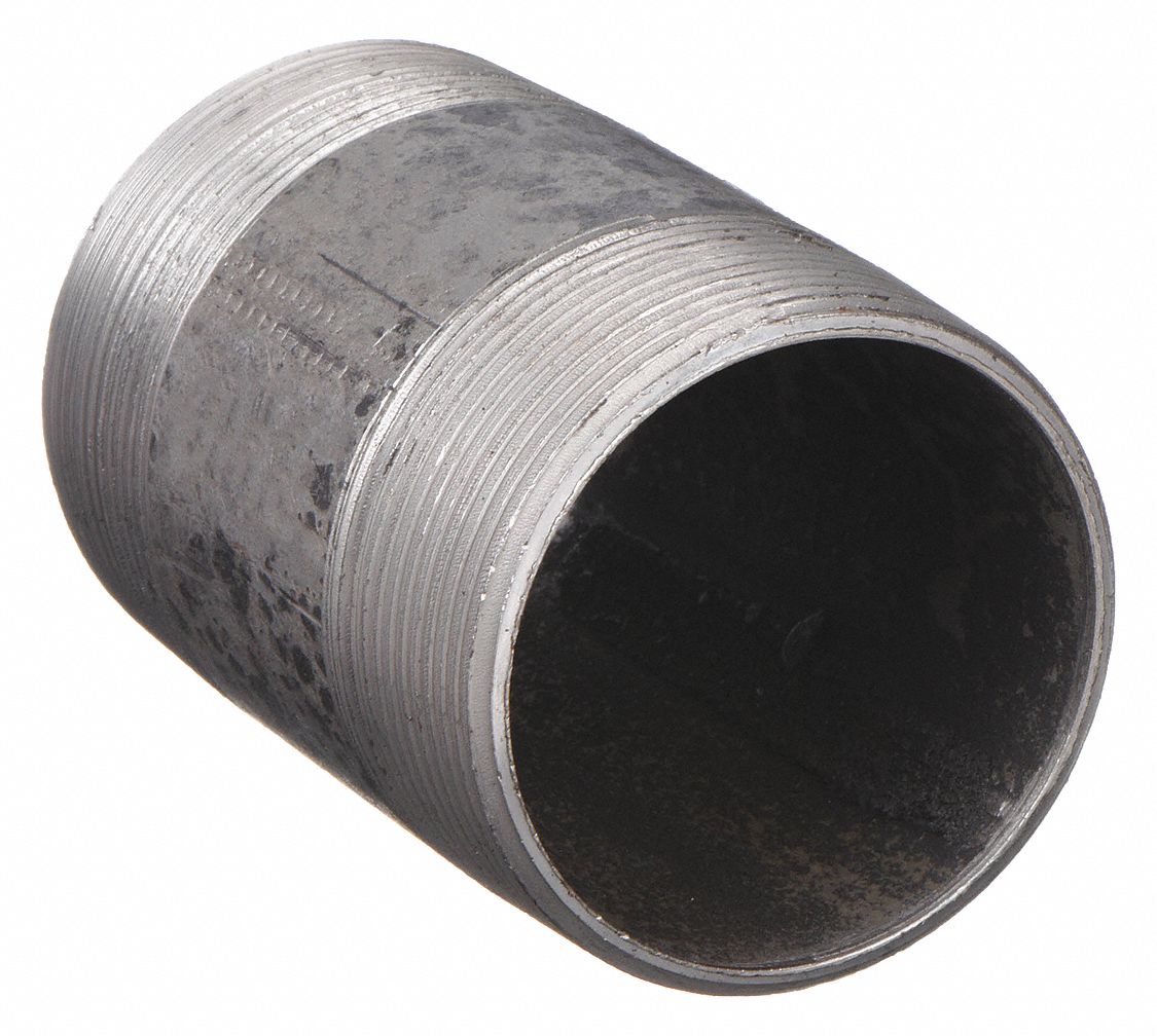 NIPPLE: BLACK ANODIZED STEEL, 1 IN NOMINAL PIPE SIZE, 6½ IN L, BOTH ENDS THREADED, WELDED