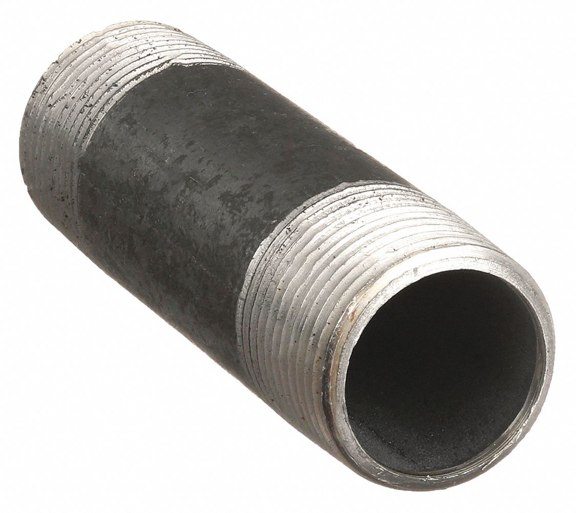 NIPPLE: BLACK ANODIZED STEEL, 3 IN NOMINAL PIPE SIZE, 4½ IN L, BOTH ENDS THREADED, WELDED