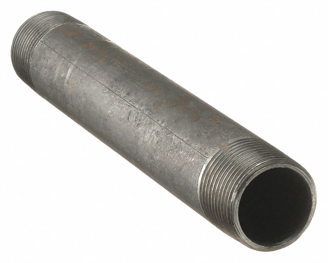 NIPPLE: BLACK ANODIZED STEEL, 1¼ IN NOMINAL PIPE SIZE, 10 IN L, BOTH ENDS THREADED, WELDED