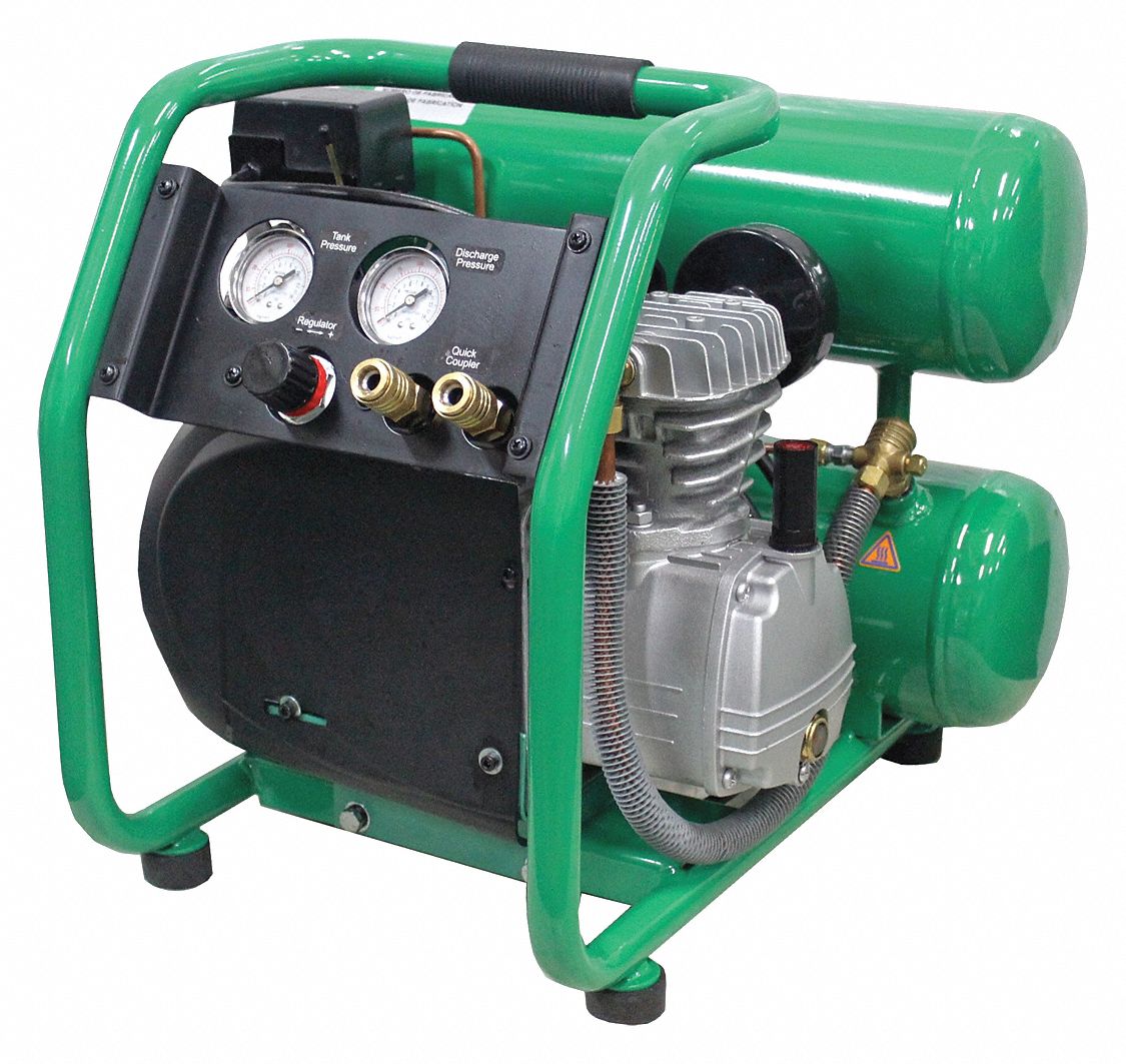 SPEEDAIRE Portable Air Compressor Oil Lubricated, 4 gal, Twin Stack, 1