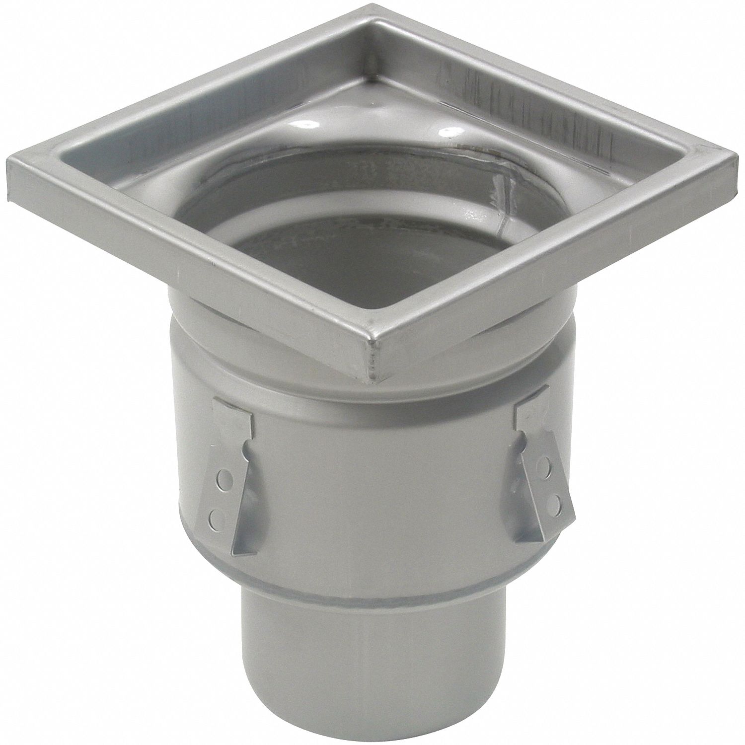 BLUCHER 304 Stainless Steel, Square, Floor Drain, No Hub, Pipe Dia