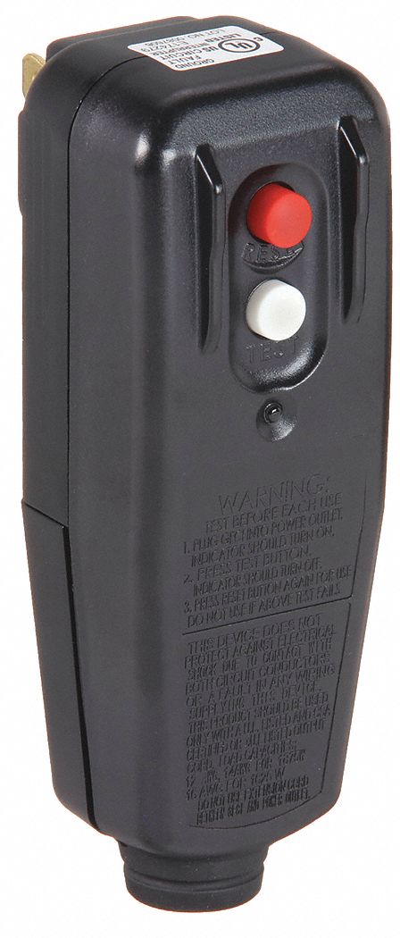 Plug-In GFCI User Supplied Cord: 15 A Max. Amps, 125V AC, NEMA 5-15P, User Supplied