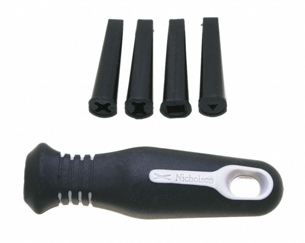 HANDLE COMLDED WITH INSERTS, TAPERED, PLASTIC, PUSH-ON, 4 1/2 IN OVERALL L