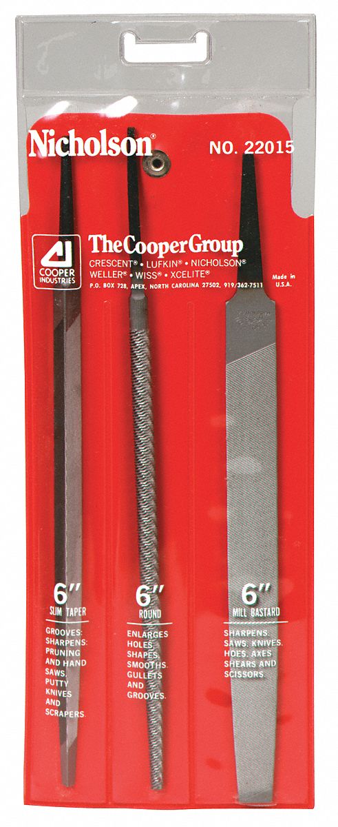 FILE SET3PC6 IN TAPE RRND, 6 IN MILL/6 IN ROUND/6 IN SLIM TAPER, 3 PIECES, BASTARD CUT, POUCH