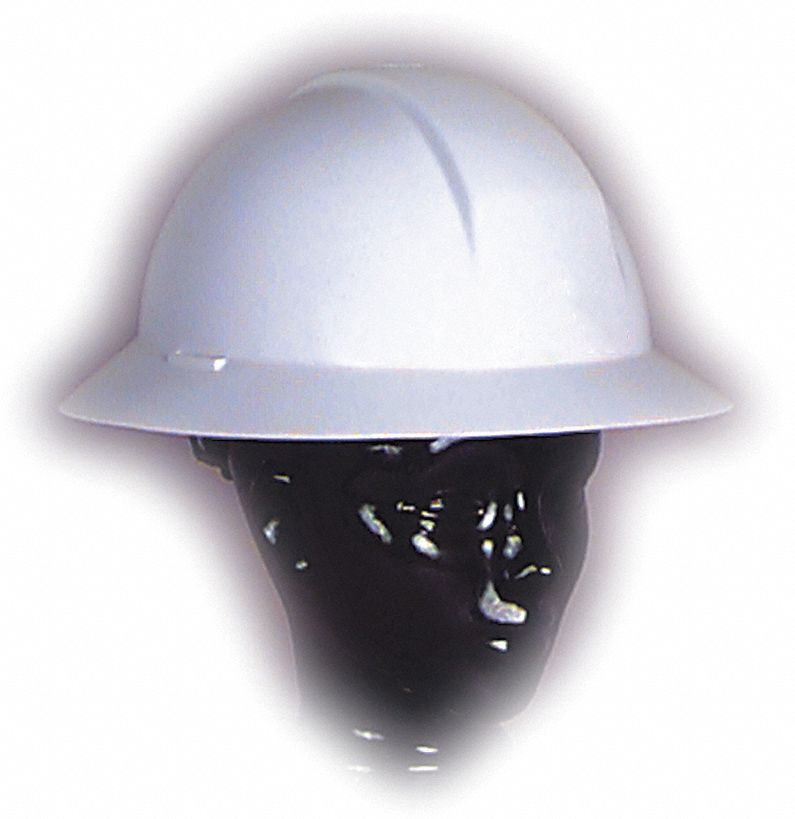 CASQUE DE SÉCURITÉ, CSA Z94.1-2005, TYPE 2, CLASSE E, PEHD, CLIQUET À 6 POINTS, BORD INTÉGRAL, BLANC