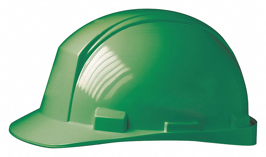 CASQUE DE SÉCURITÉ, CSA Z94.1-2005, TYPE 2, CLASSE E, PEHD, CLIQUET À 4 POINTS, BORD AVANT, VERT FONCÉ