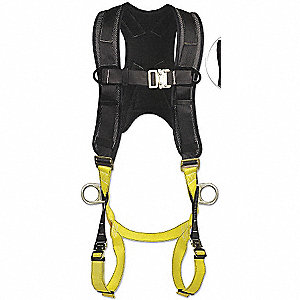 HARNESS, RITE-ON, 400LB LD/CSA Z259.10/BACK/SIDE DRING, BLACK/YELLOW, UNIVERSAL, POLY/STEEL