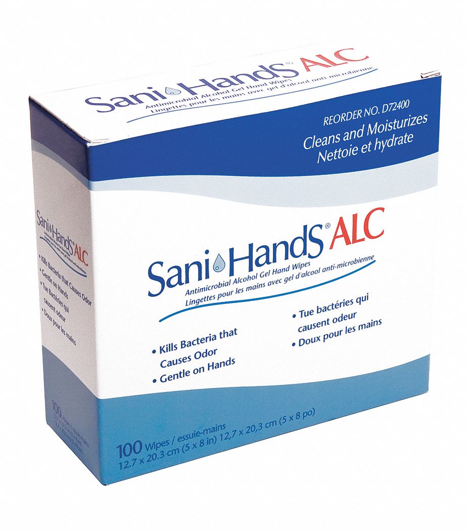 SANI-HANDS ALC SGL 5INX8IN 100/BX