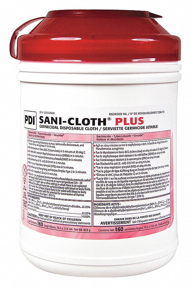 LINGETTES DÉSINFECTANTES SANI-CLOTH,PLUS XL,15 X 7 1/2 PO,CA 65