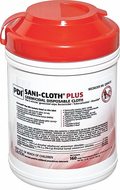 DÉSINFECTANT SANI-CLOTH,GERMICIDE,LINGETTES JETABLES,PLUS,6 3/4 X 6 PO,BT 160