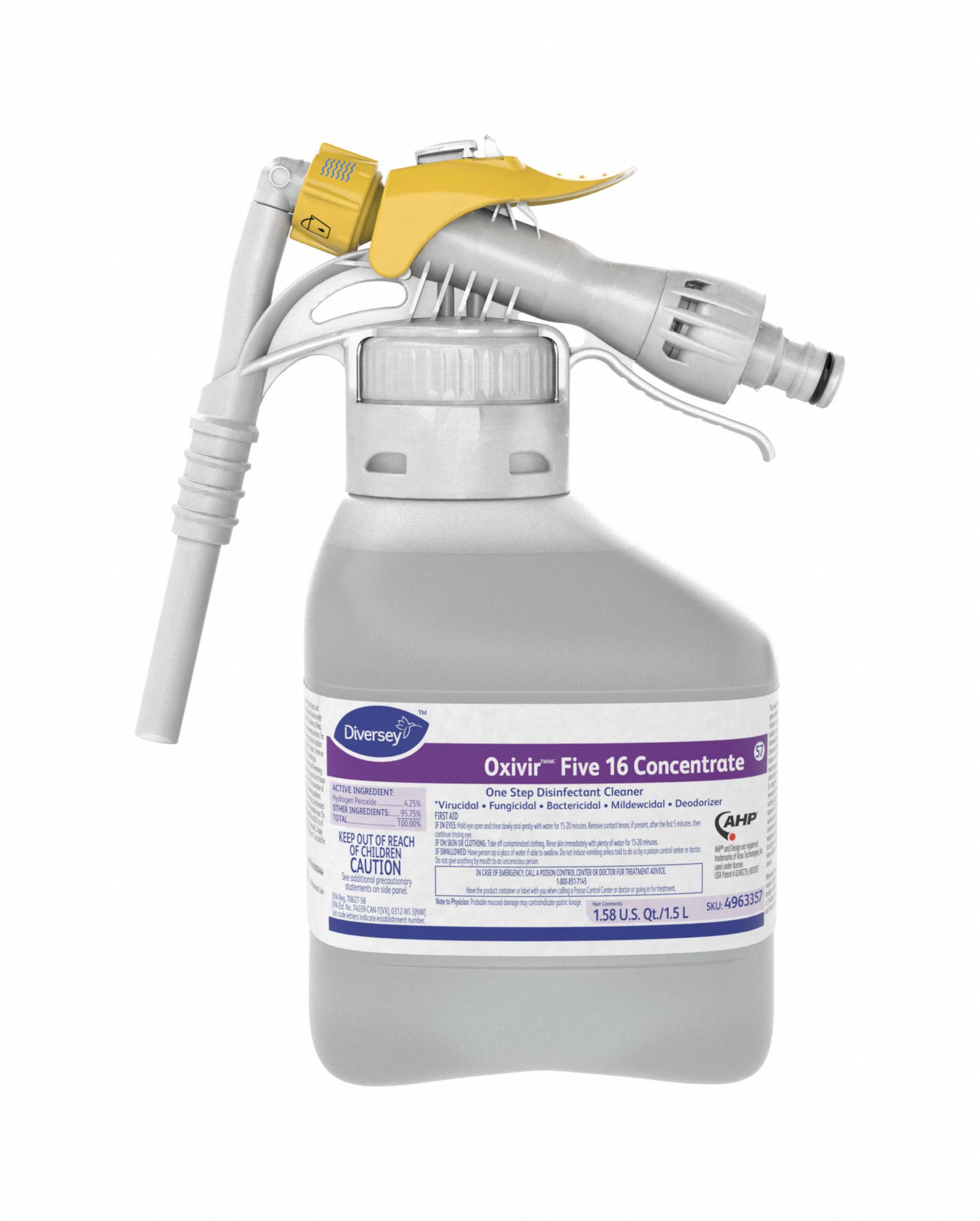 Cleaner and Disinfectant: Oxivir™, 57, For RTD Dispenser Series, 1.5 L Container Size, PK