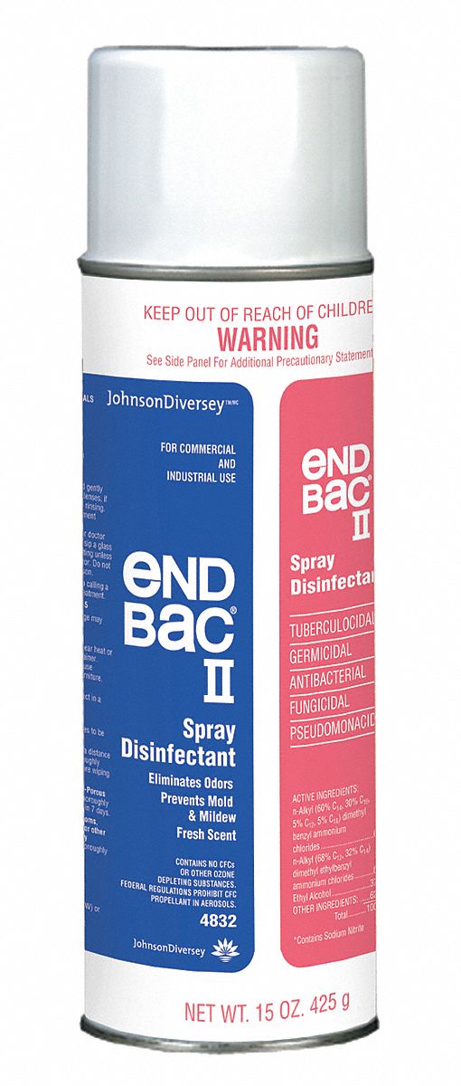 Disinfectant Cleaner: Aerosol Spray Can, Ready to Use, Liquid, Alcohol, Fresh, End Bac® II