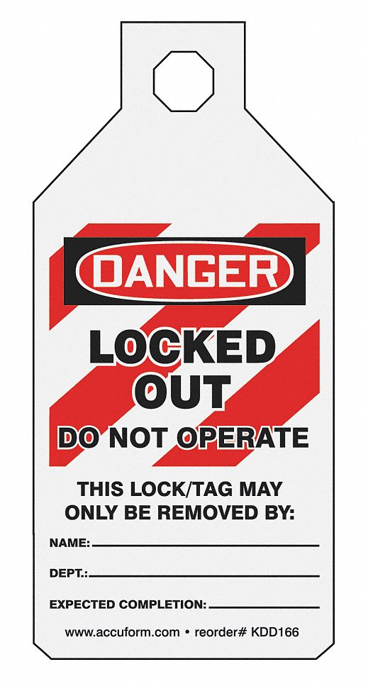Circuit Breaker Lockout Tag: Danger, RP-Plastic, Dept/Expected Completion/Name, English