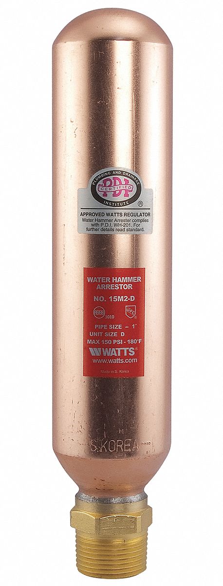 WATTS 9 15/16"H Copper with Low Lead Brass Adapter Water Hammer Arrestor, MNPT Connection Type   Water Hammer Arrestors   11Y821|1 LF15M2 D