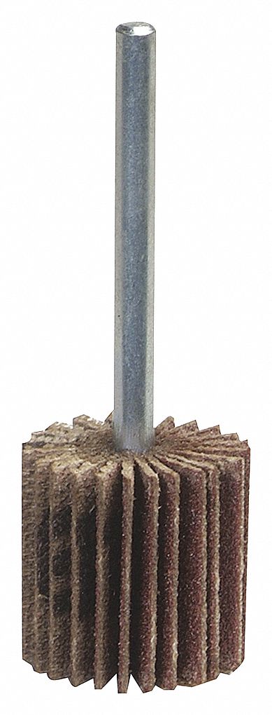 FLAP WHEEL, 120 GRIT, SHANK 1/4 X 1 X 2 IN DIA, COATED ALUMINUM OXIDE ABRASIVE, 10 UNITS