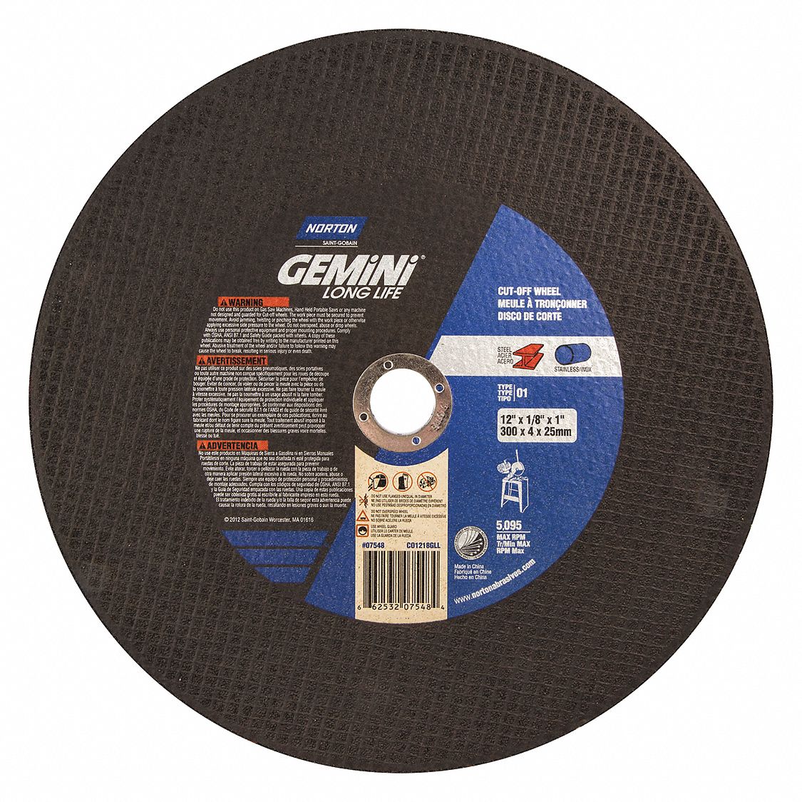 CUT-OFF WHEEL,GEMINI, 12X1/8X1,T01