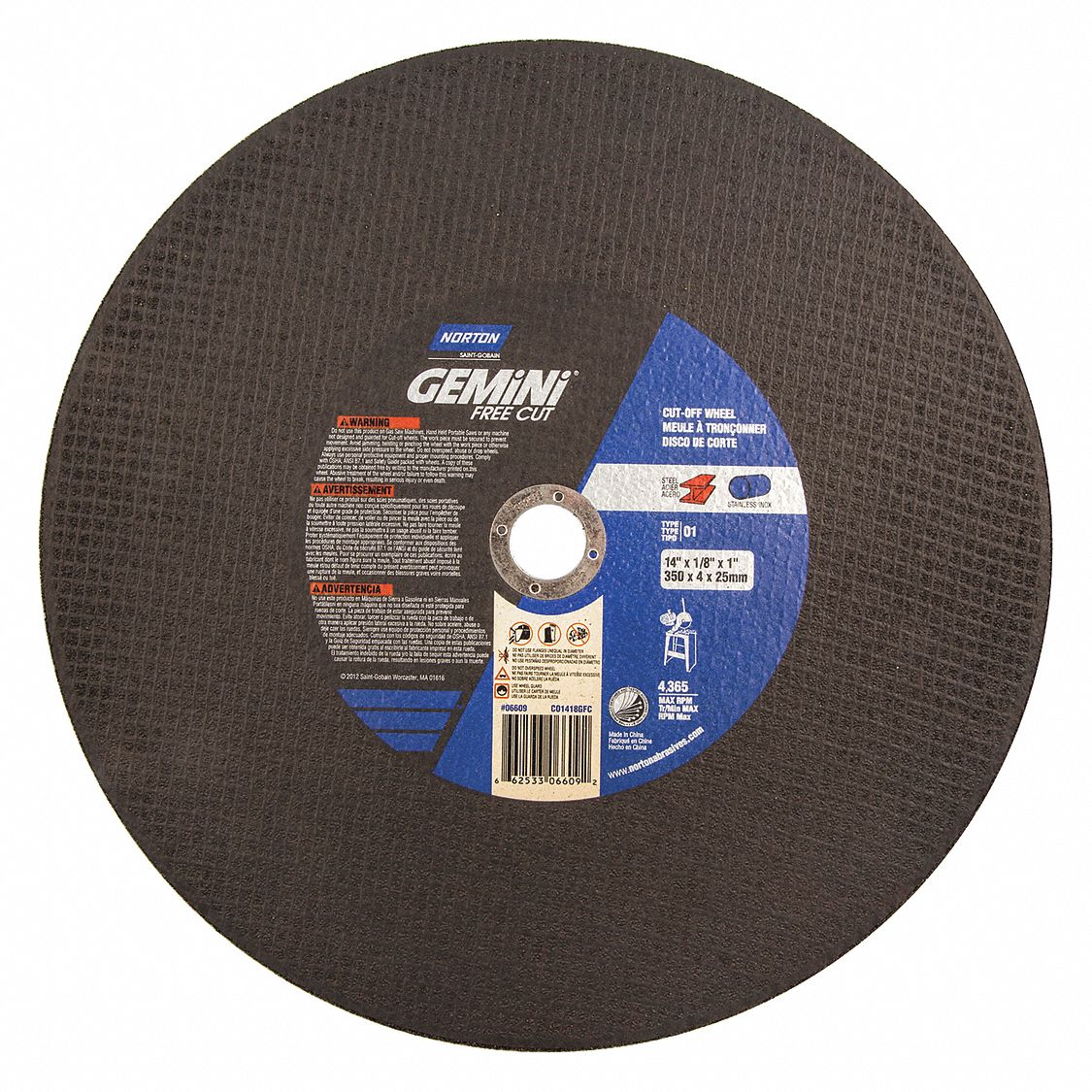 CUT-OFF WHEEL,GEMINI, 14X1/8X1,T01