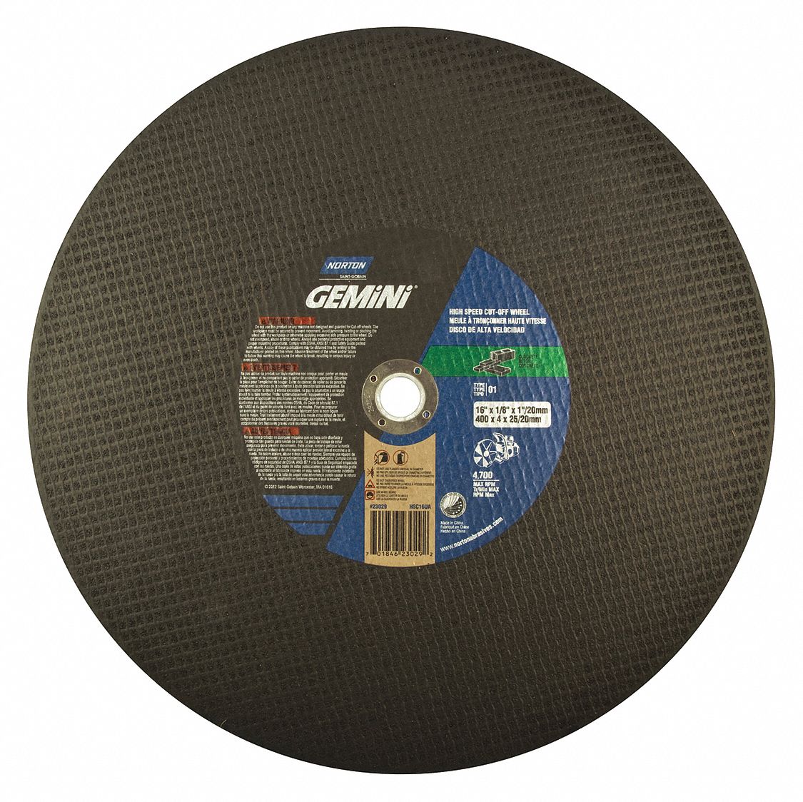 CUT-OFF WHEEL,GEMINI, 14X1/8X1/20",T01