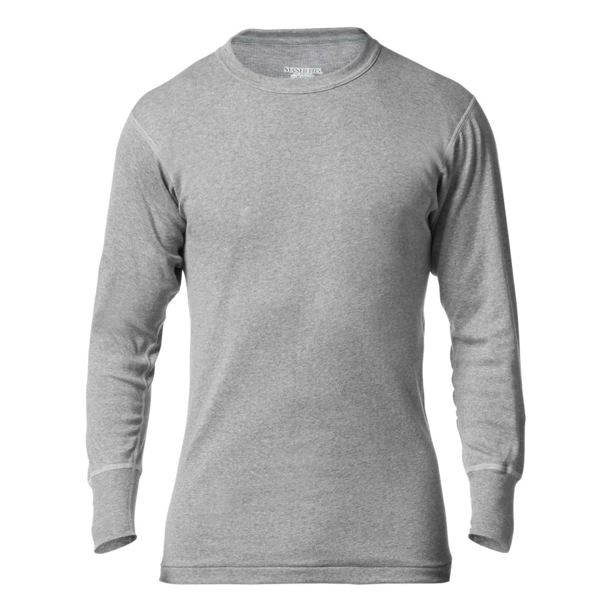 THERMAL SHIRT, FLATLOCK STITCH, 180 GSM, 5XL, GREY, COTTON