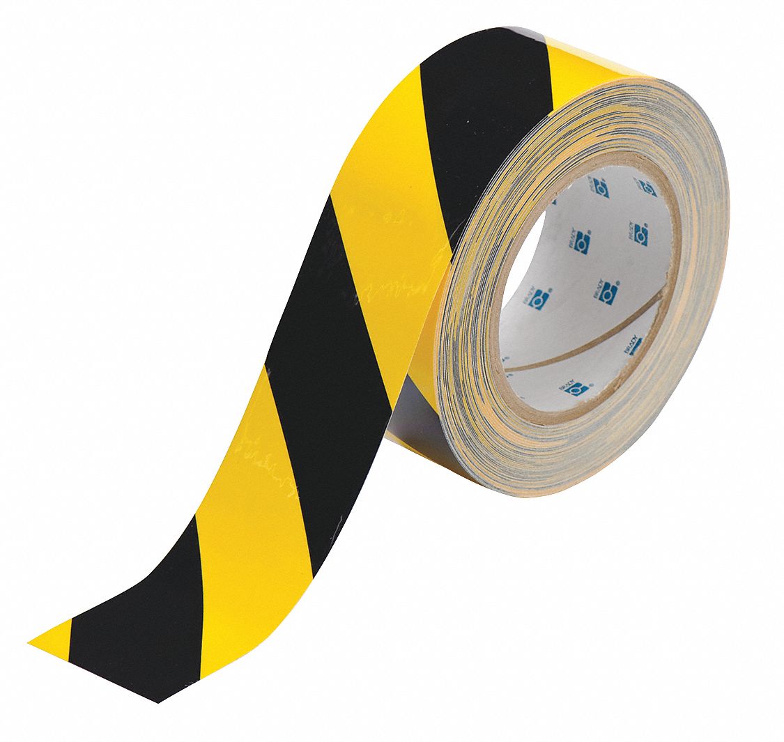 Brady 104317 ToughStripe Floor Marking Tape, 2 in x 100 ft, Black/Yellow