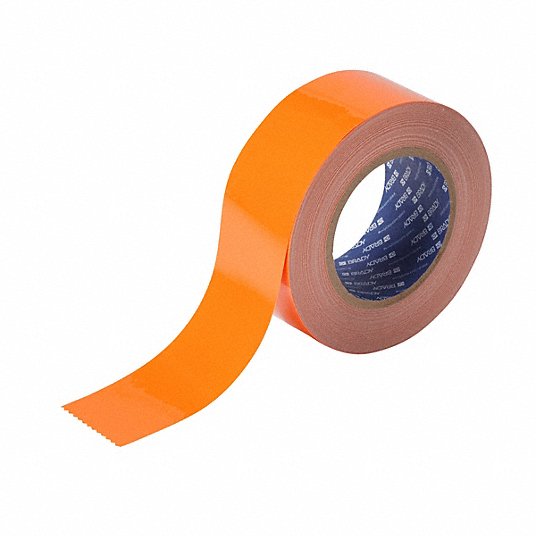 100 Length - 104316 Pack of 1 Roll Brady ToughStripe Nonabrasive Floor Marking Tape 2 Width Orange 