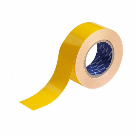 Floor Marking Tape: Gen Purpose, Solid, Yellow, 2 in x 100 ft, 8 mil Tape  Thick, Brady® ToughStripe®